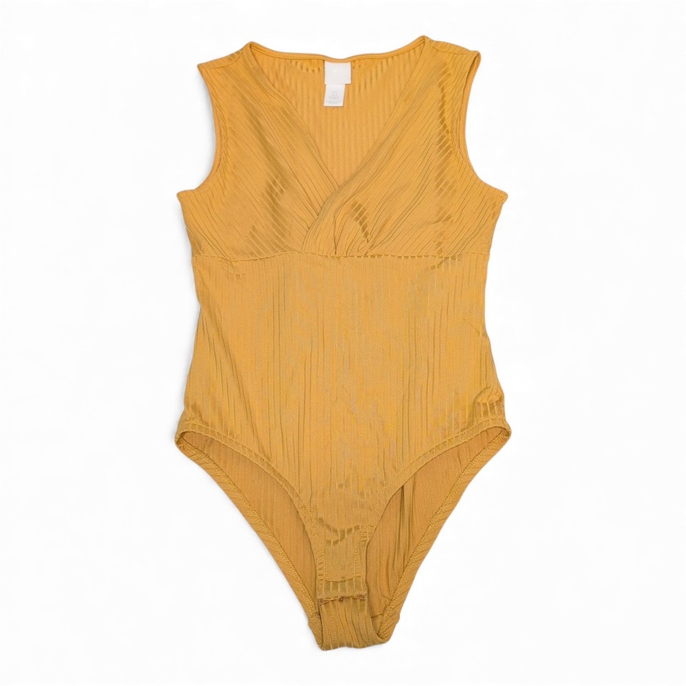 H&M Ribbed Yellow‎ V-Neck Bodysuit - Size S